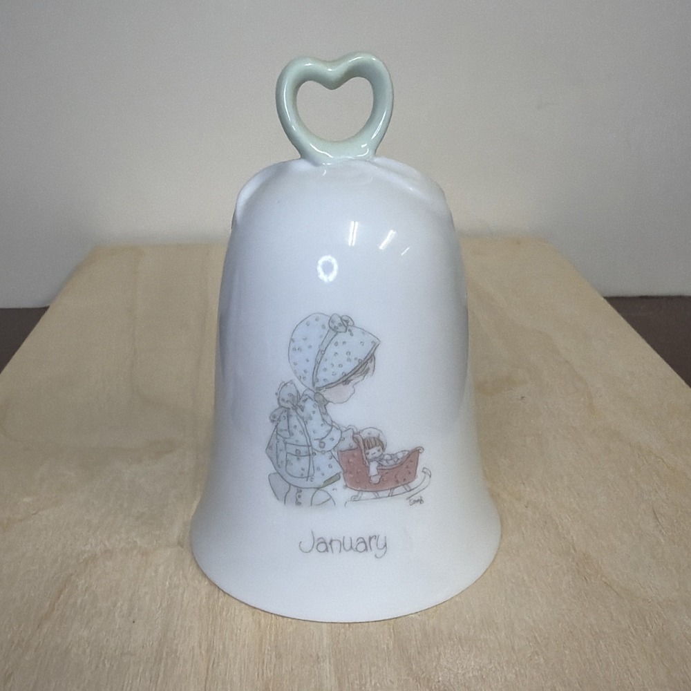 Enesco Precious Moments January Bell with Green Heart Handle